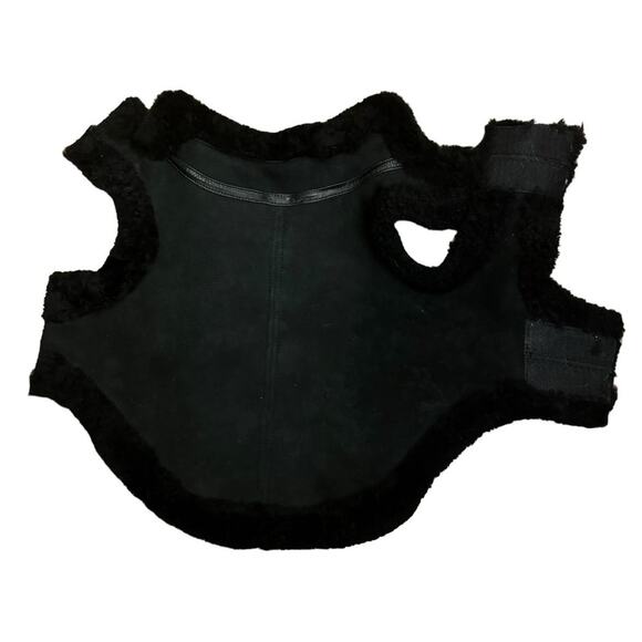 Donald Pliner Friends of baby Doll Pliner suede black sherpa dog coat size M - Picture 3 of 11